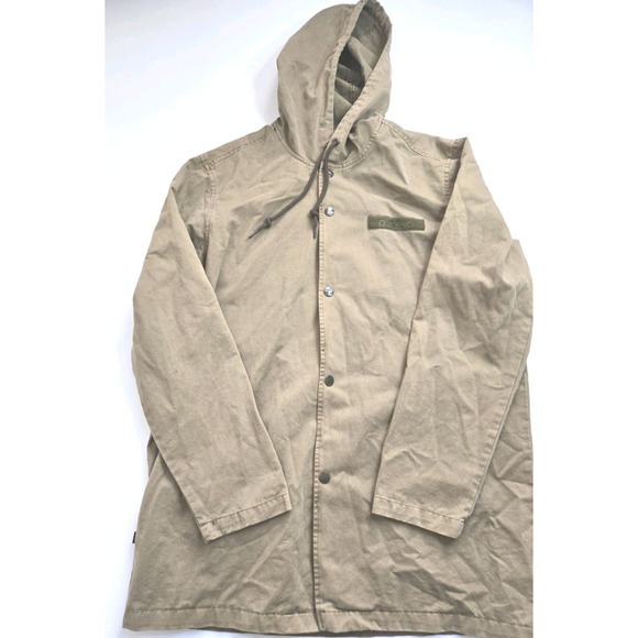 Obey Jacket Large Pockets Button Front Hooded Men's Large Tan - Picture 1 of 12